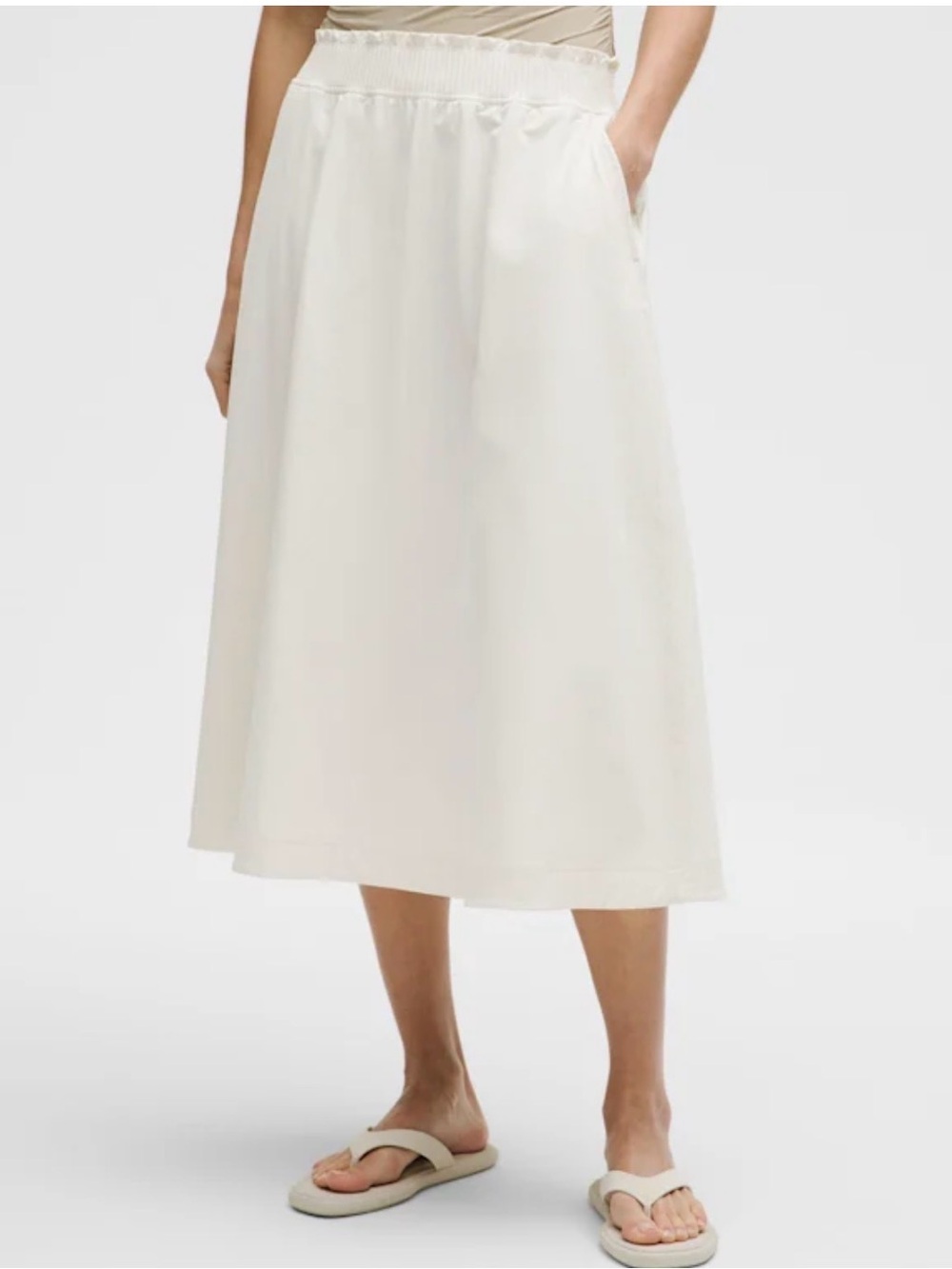 Lululemon Stretch Woven Ruffle-Waist Midi Skirt Light Ivory S